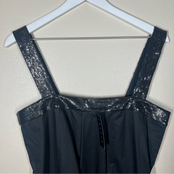Theory Womens Tressia S Sleeveless Black Sequin Tank Top Size Large NWT - Picture 2 of 9